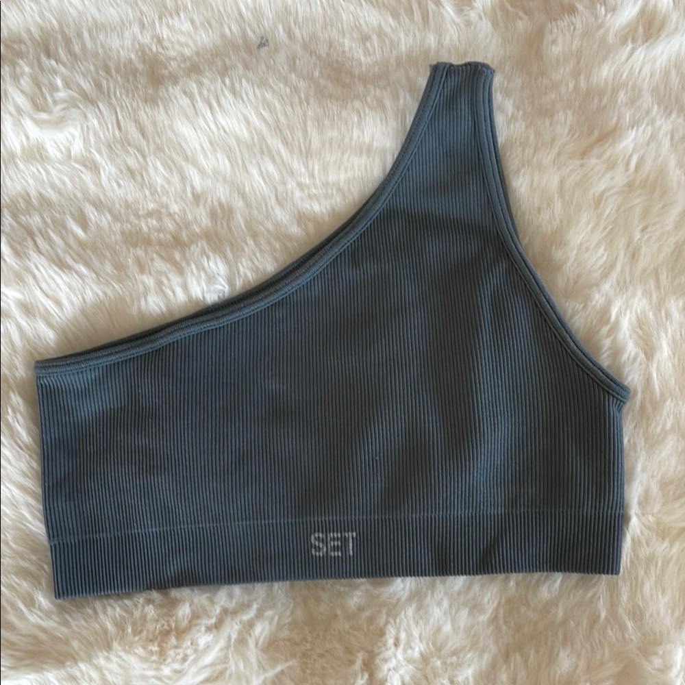 SET Active Ribbed Crop Top in Charcoal #66